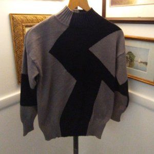 Women's Cyrus Pullover Mock Turtle Neck Gray & Black Sweater S